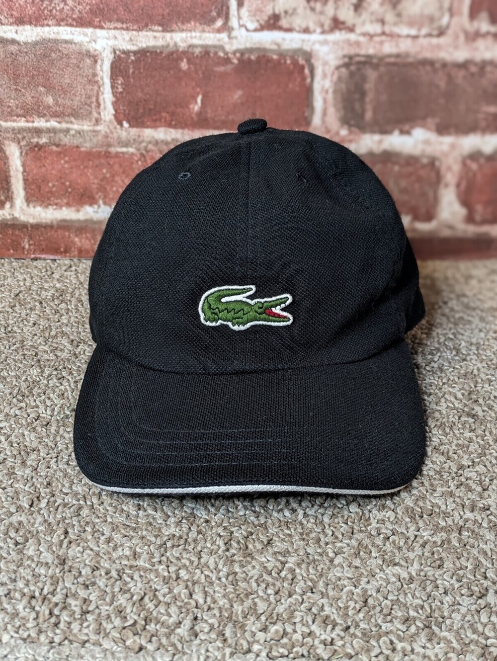 Lacoste Devanlay Baseball Hat Cap Black One Size Adjustable Cotton Classic